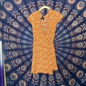 Adorable patterned wrap dress